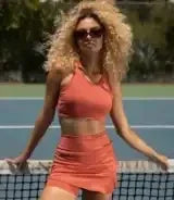Over-Time Recycled Poly Double Layer Skort in Hotsauce by ALAMAE