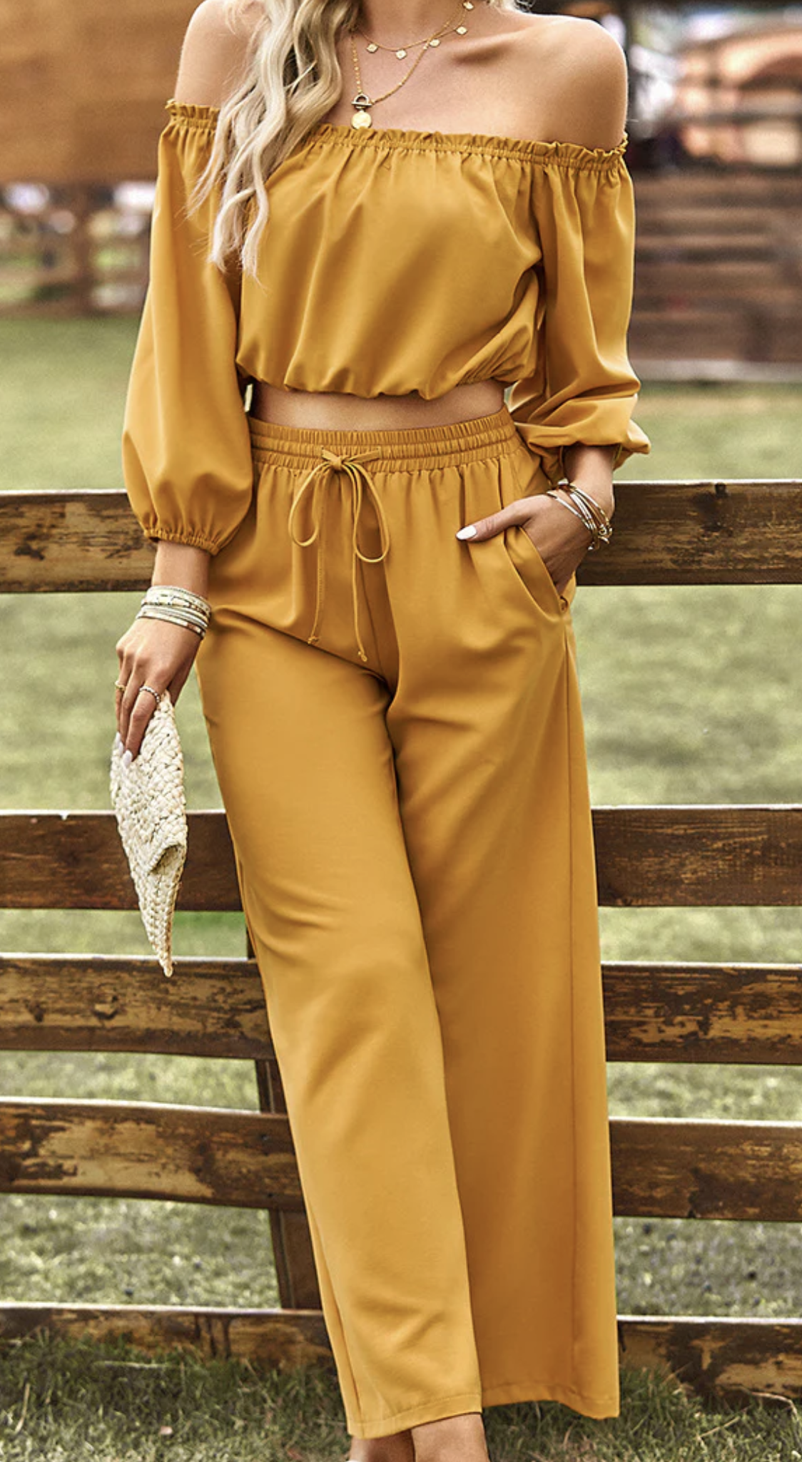 Women's casual sexy tube top top wide-leg trousers two-piece set