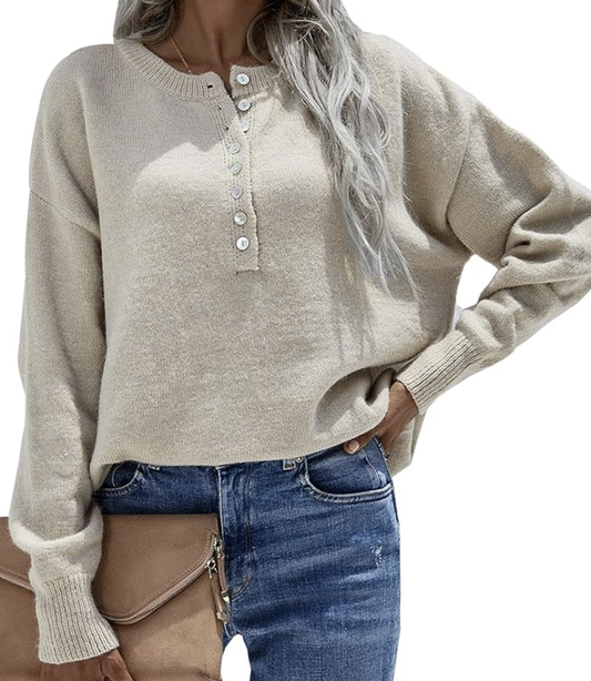 Women'S Single Breasted Pullover Sweater