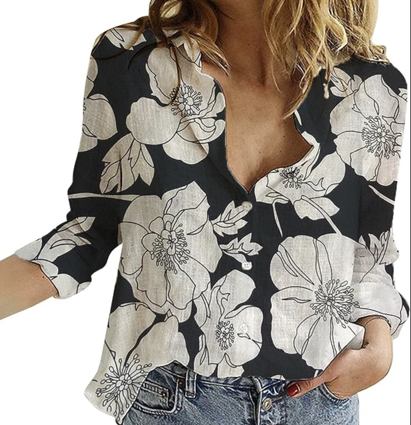 Women's Solid Color Casual Loose Long Sleeve Linen Shirt