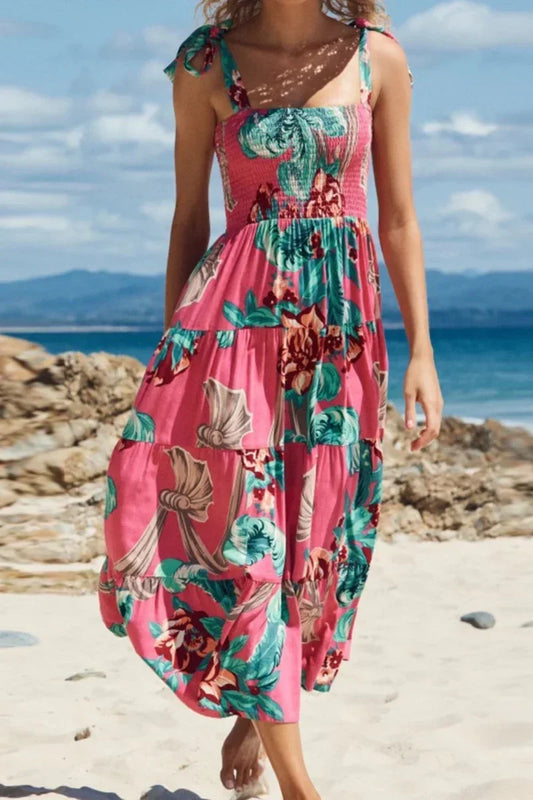 Women's Holiday Strap Strap Printed Long Dress