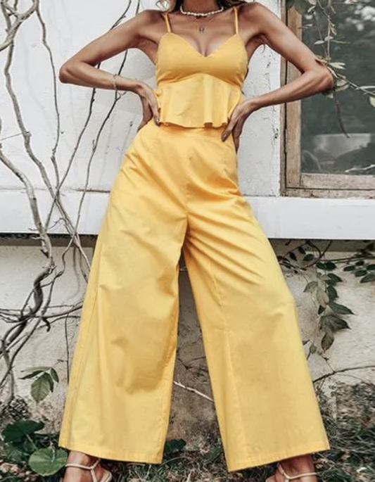 Women's back -back sexy suspender top two -piece suit two -piece suit