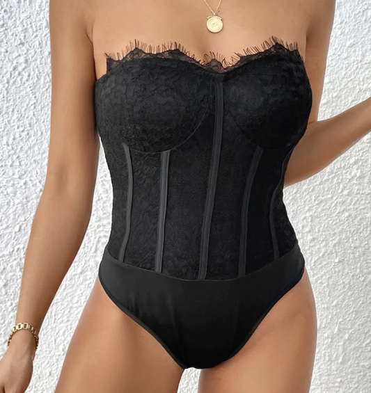 Women's Casual Elegant Black Herringbone Wrap Onesie