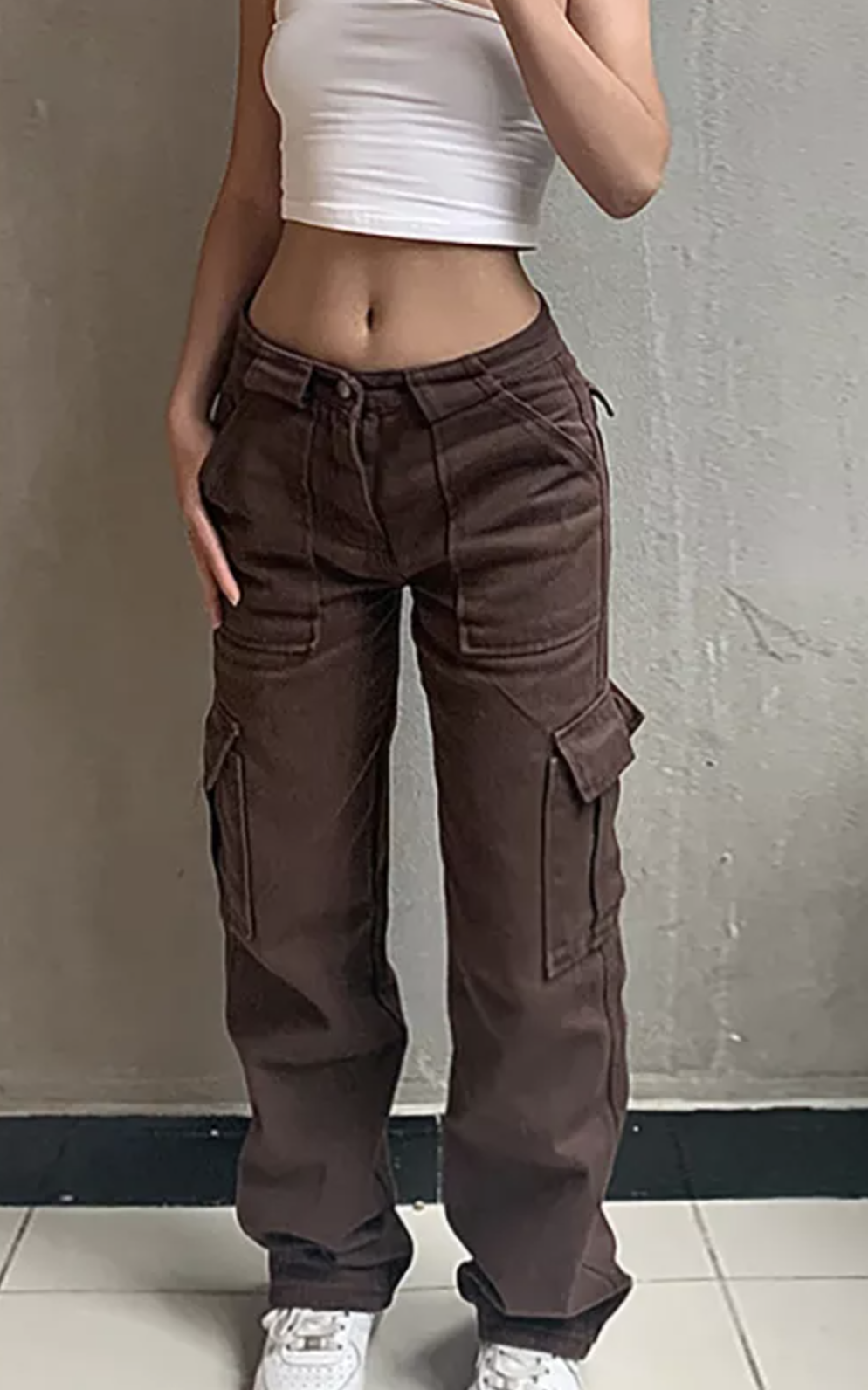 Women's Solid Color Wide Leg Cargo Pants