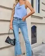 Women's Satin Fashion Swing Neck Asymmetrical Camisole Top